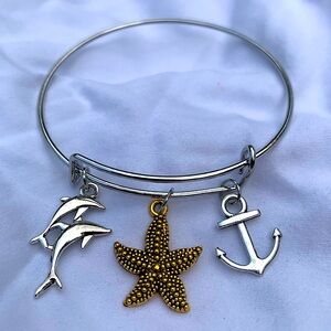 Brand New! Handmade! Adjustable Charm Bangle Bracelet!
